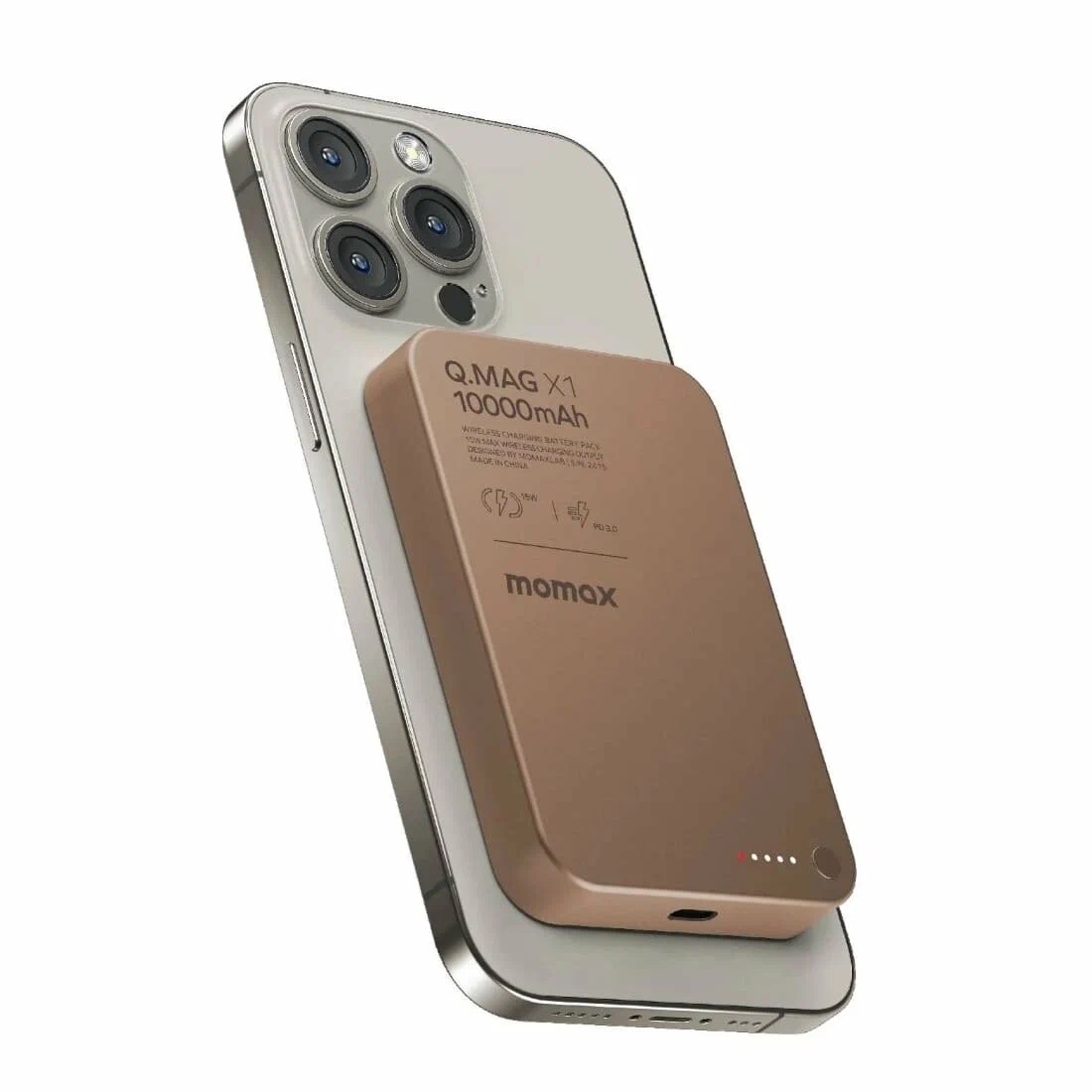 Магнитный повербанк MOMAX  10000mAh Magnetic wireless Battery Pack Пустынный золотой