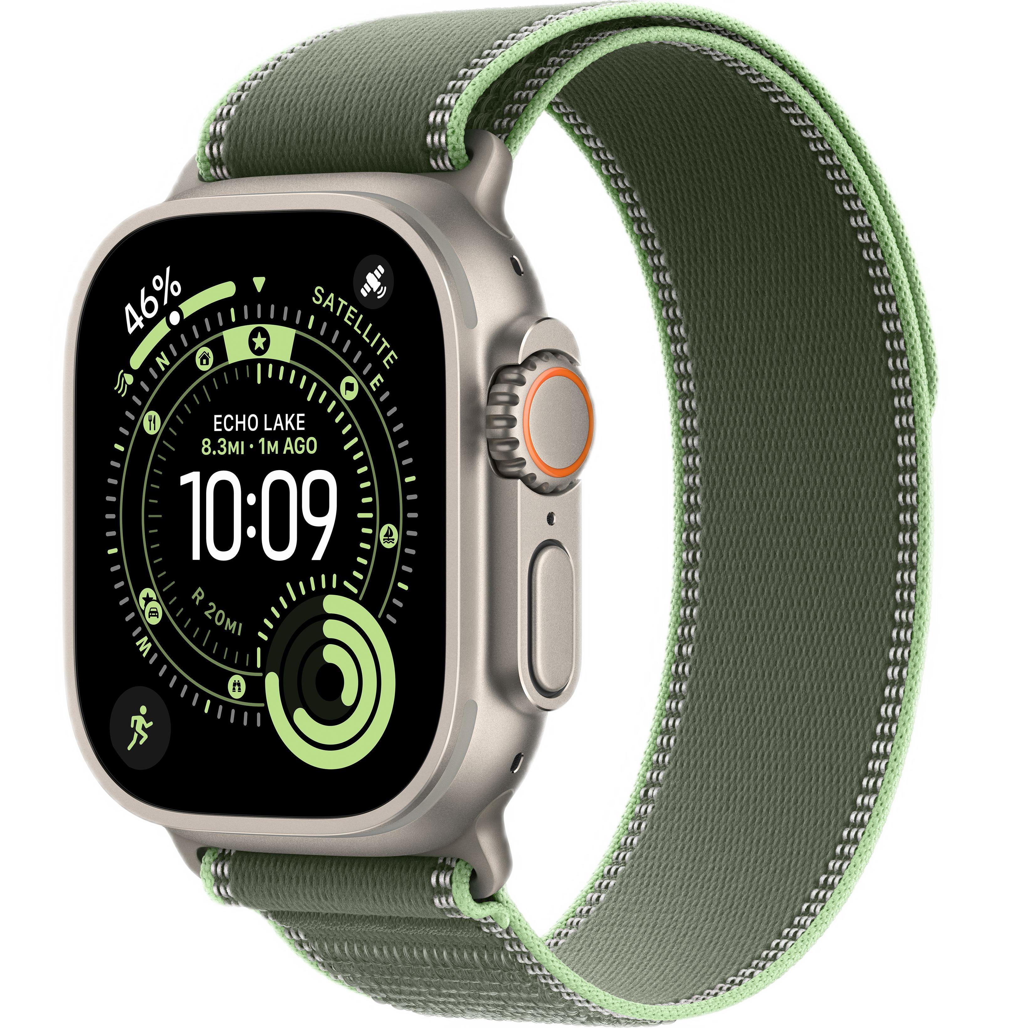 Смарт-часы Apple Watch Ultra 3, Natural Titanium case (Trail loop Green/Neon M/L)