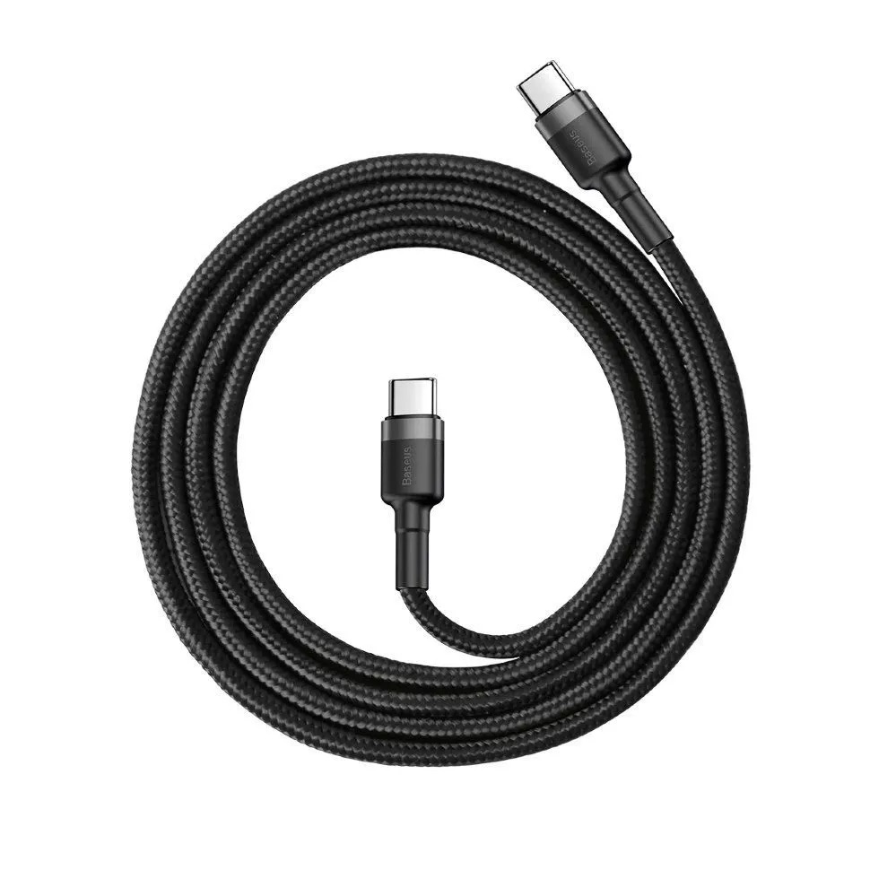 Кабель Baseus Cafule Cable PD2.0 60W Type-C to Type-C Grey+Black