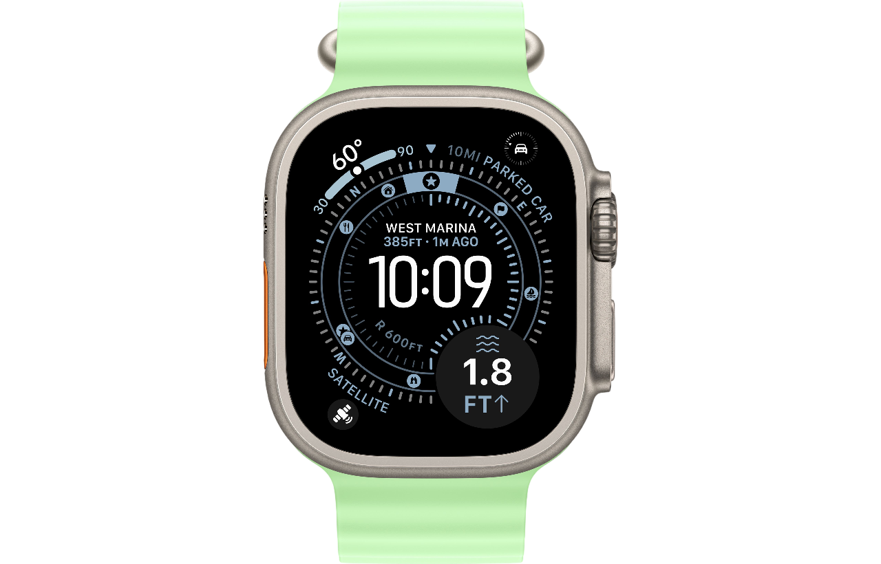 Смарт-часы Apple Watch Ultra 3, Natural Titanium case (Ocean band Neon Green)