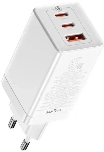 СЗУ Baseus GaN5 Pro 65W Белый с кабелем 100w 1м